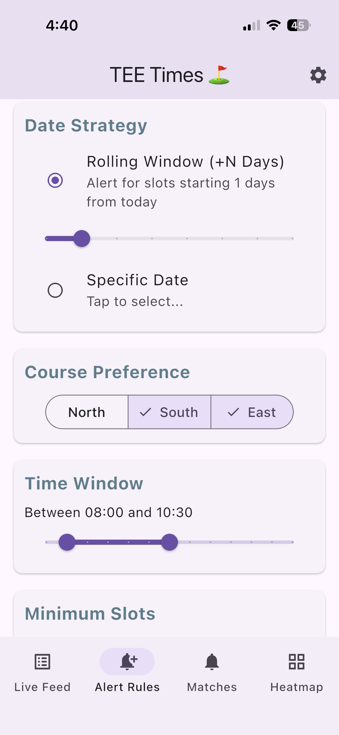 Alert preference setup